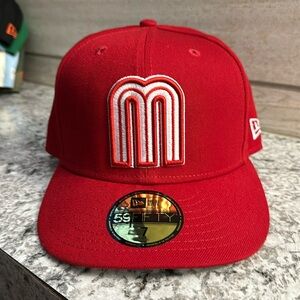 Red mexico fitted hat